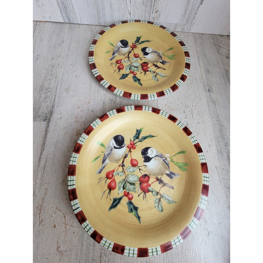 Lenox winter greetings chickadee Xmas plate Bird crew kitchen home decor set